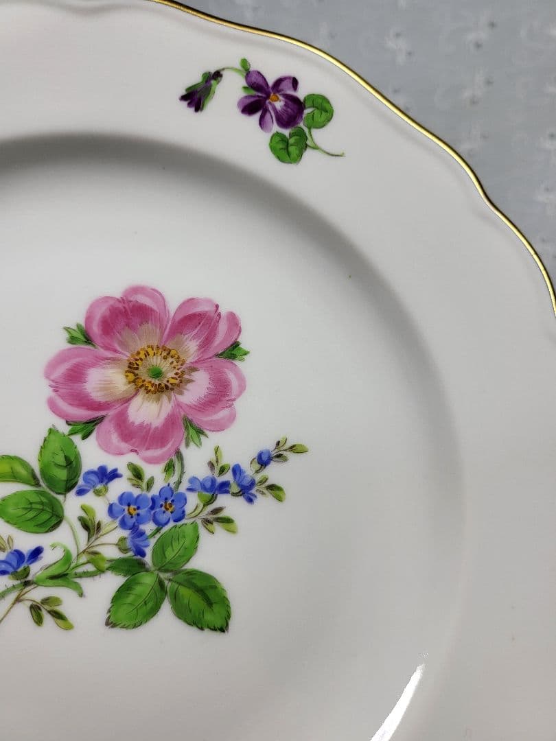 未使用近❤マイセン ベーシックフラワー 2つの花 プレート皿 ケーキ デザート④