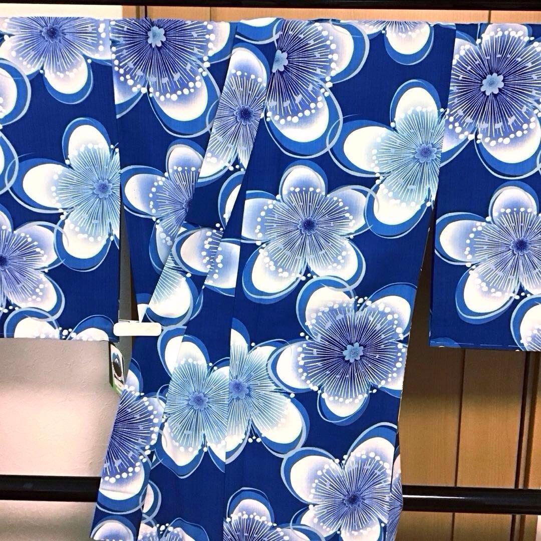 新品タグ付☆和風館☆浴衣☆夏小紋☆セオアルファ☆青色系☆匿名配送