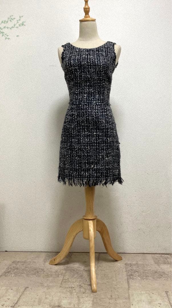 ドルチェ&ガッバーナ　ツイードワンピース　裏地ひょう柄 36 黒　パーティー