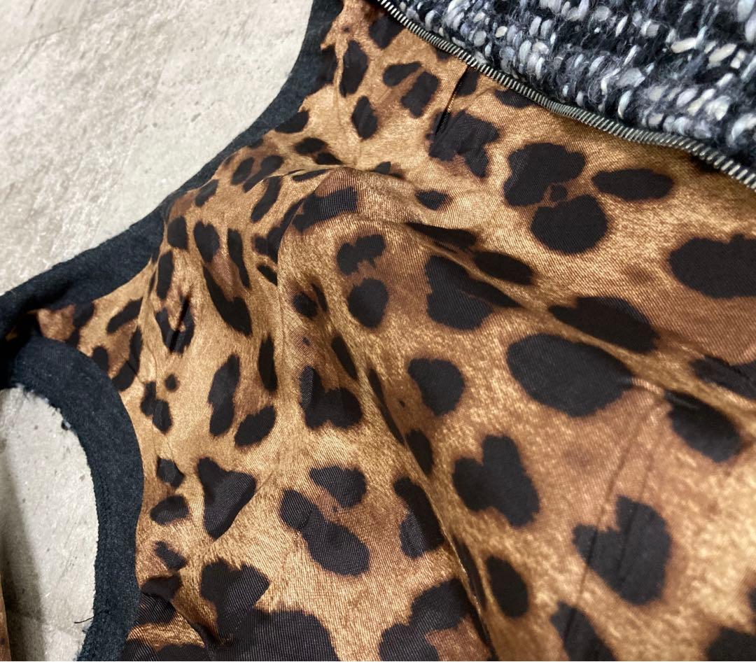 ドルチェ&ガッバーナ　ツイードワンピース　裏地ひょう柄 36 黒　パーティー