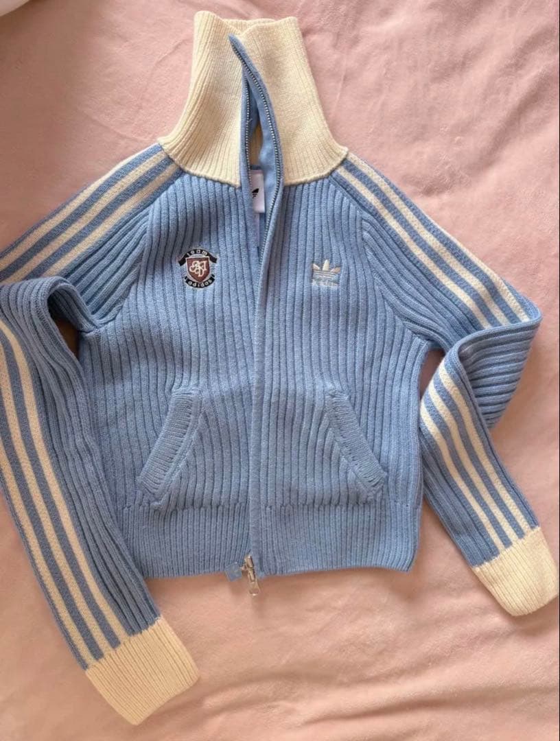 海外限定S Adidasジップアップ ニットジャケット KF0719