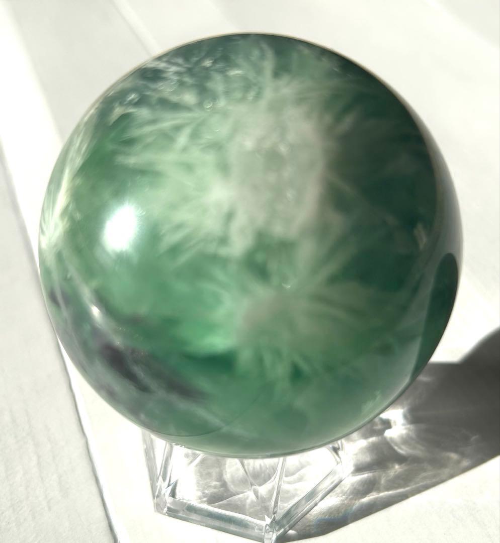 エンジェルフェザーフローライト　スフィア　丸玉　パワーストーン　台座付き　置物