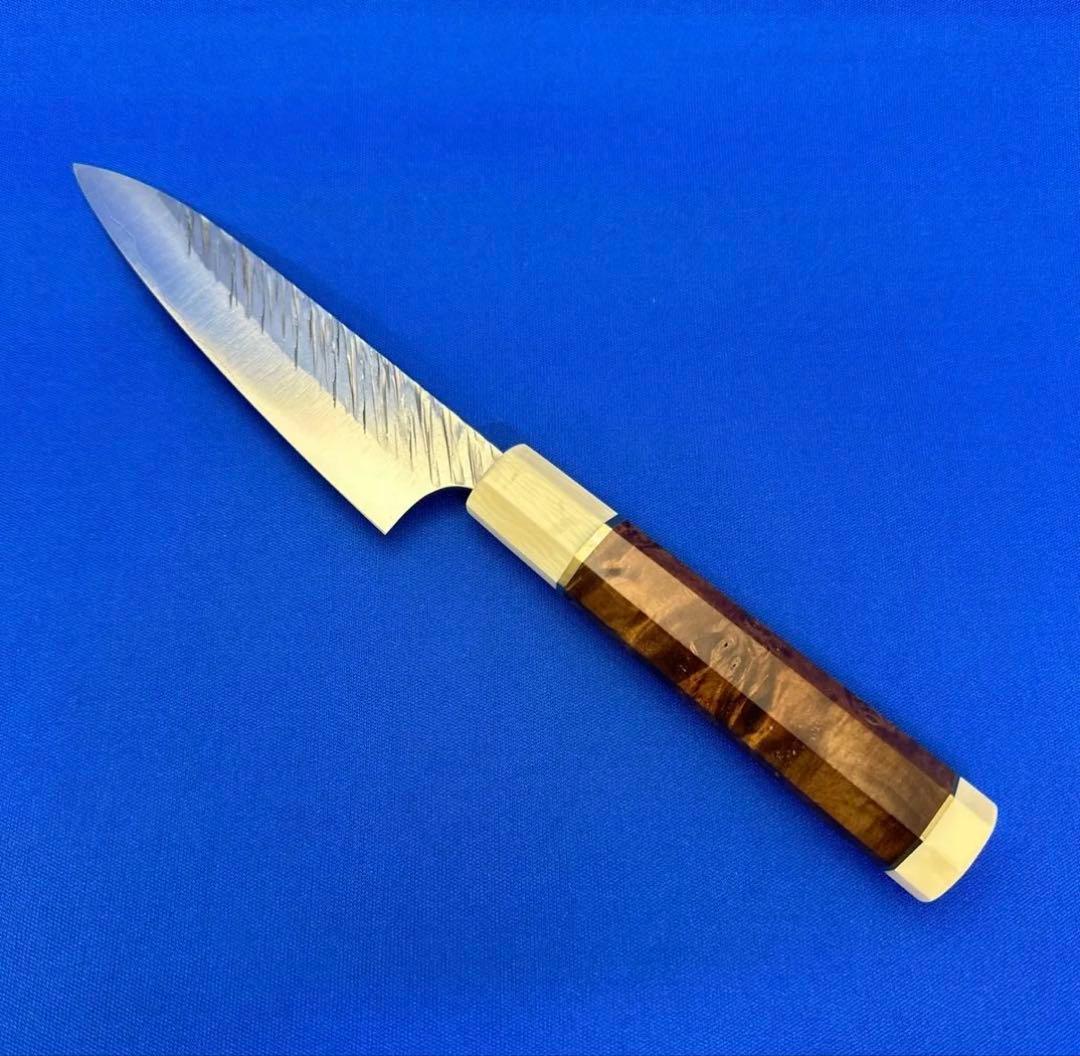 黒崎優　風神SPG2鎚目ペティーナイフ120mmスタビライズドウッド(白樺瘤)柄