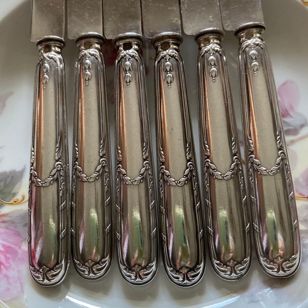 【フランス／クリストフル】純銀／デザートナイフ 6本セット