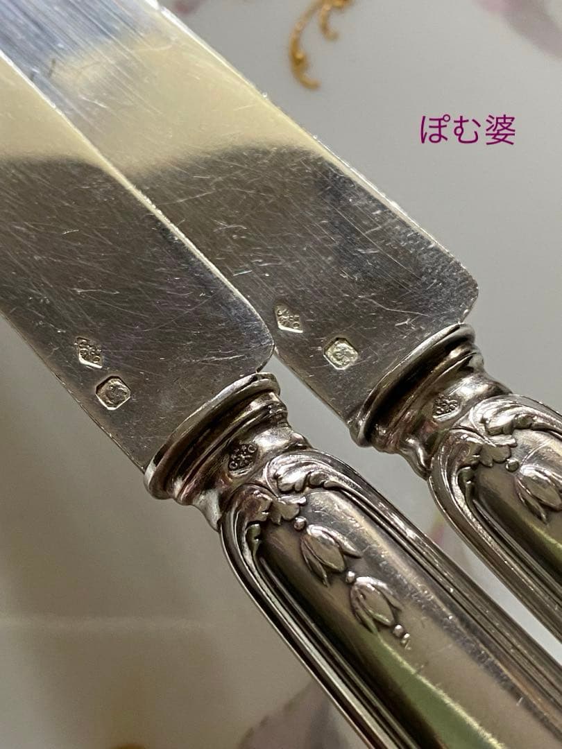 【フランス／クリストフル】純銀／デザートナイフ 6本セット