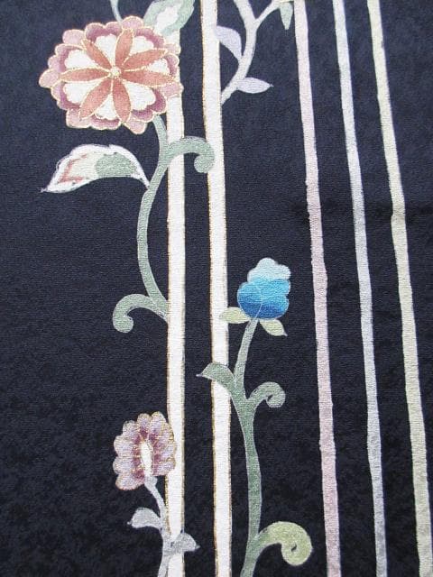 新品同様！アールデコ柄＊手描き＊濃いネイビー＊高級＊訪問着＊１５８ｃｍ＊裄６６