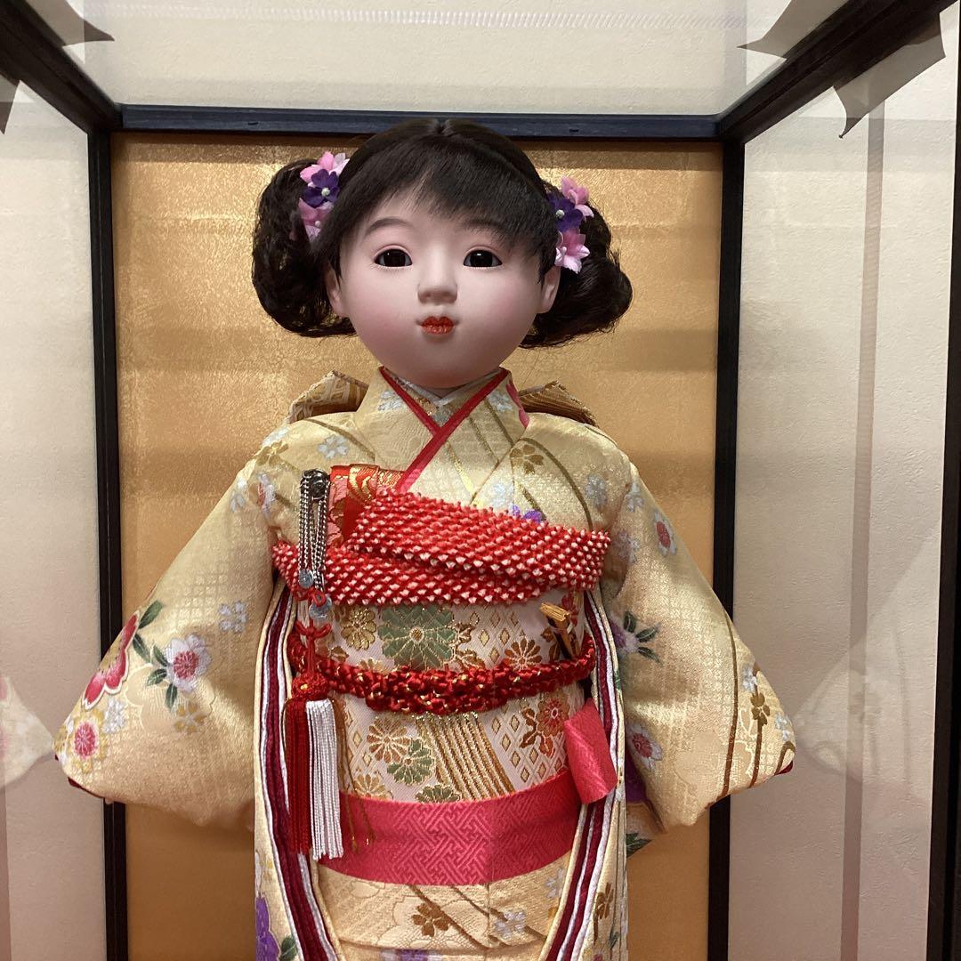 市松人形　愛ちゃん　栗毛パーマ　13号　ケース付き　東玉