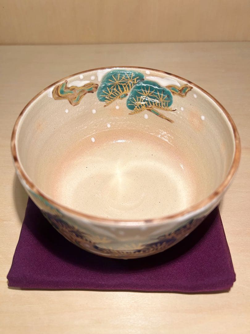 乾山写し　雪松　抹茶茶碗　京焼　茶道具