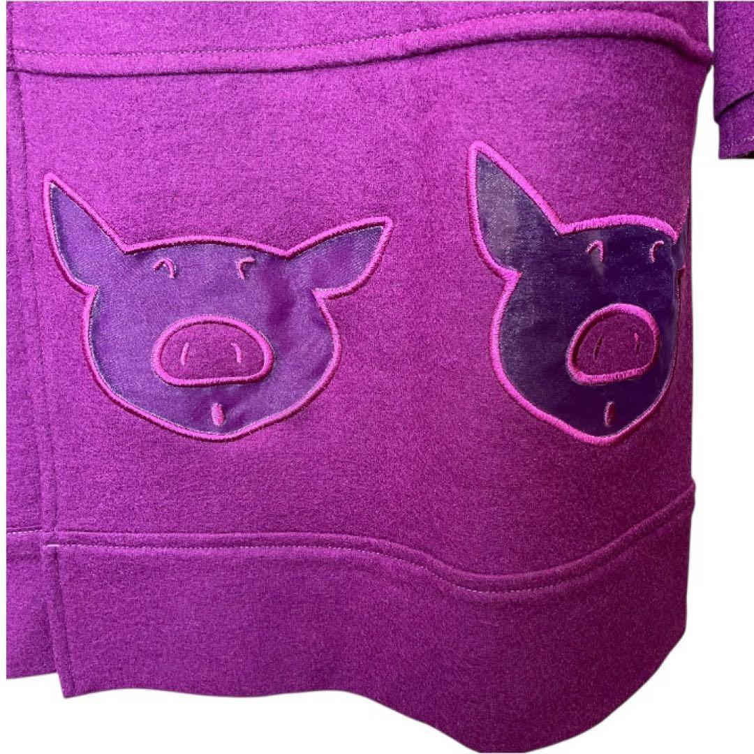 オレボレブラ　ウール100% エリ　袖二重仕立て　ダブルコート　パープル系