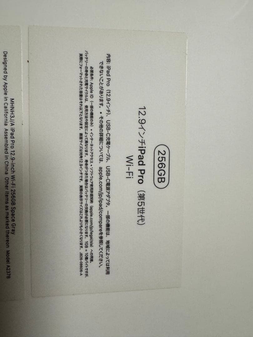 iPad Pro 12.9インチ 第5世代　256GB