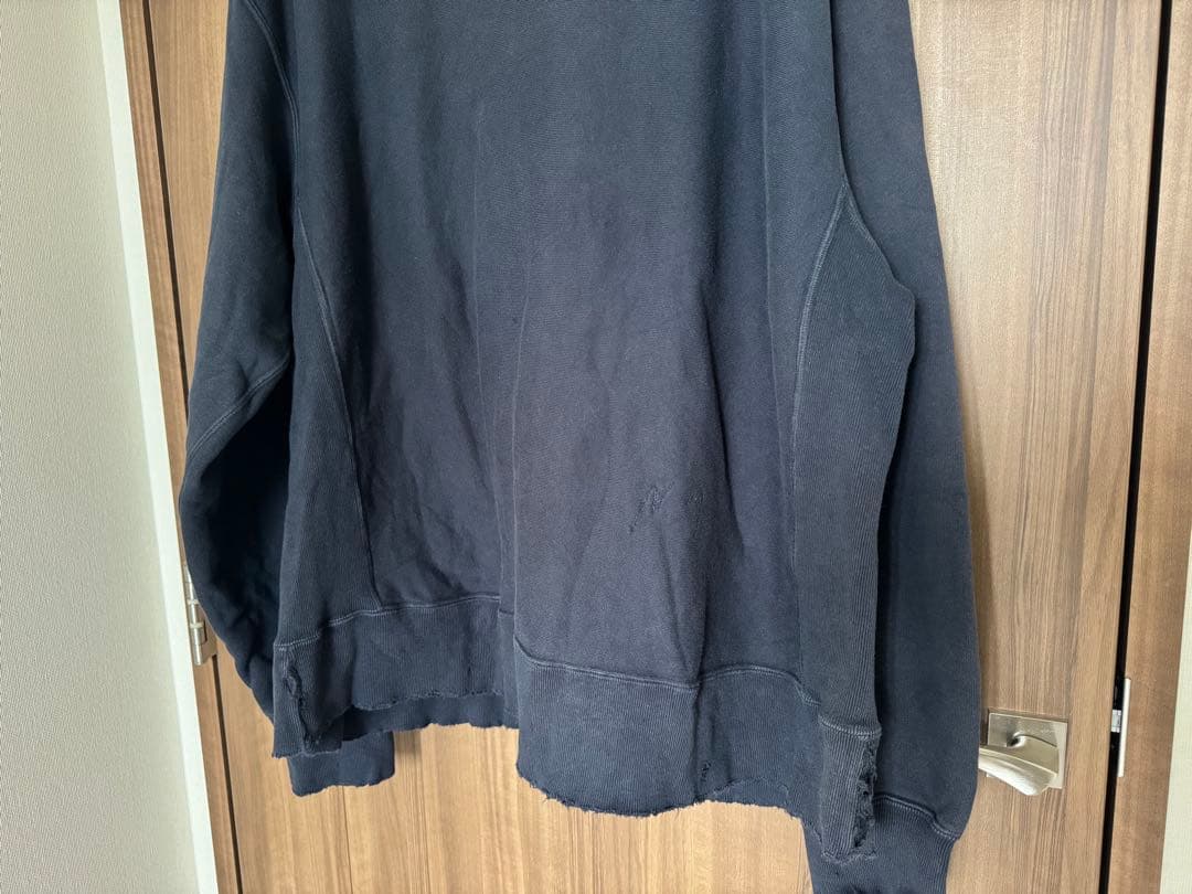 【別注】アンセルムDYED DAMEGE SWEAT SHIRT NAVY