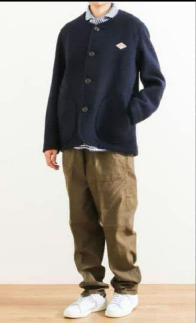 DANTON♪ウールモッサノーカラーシングルジャケット38 　ネイビー