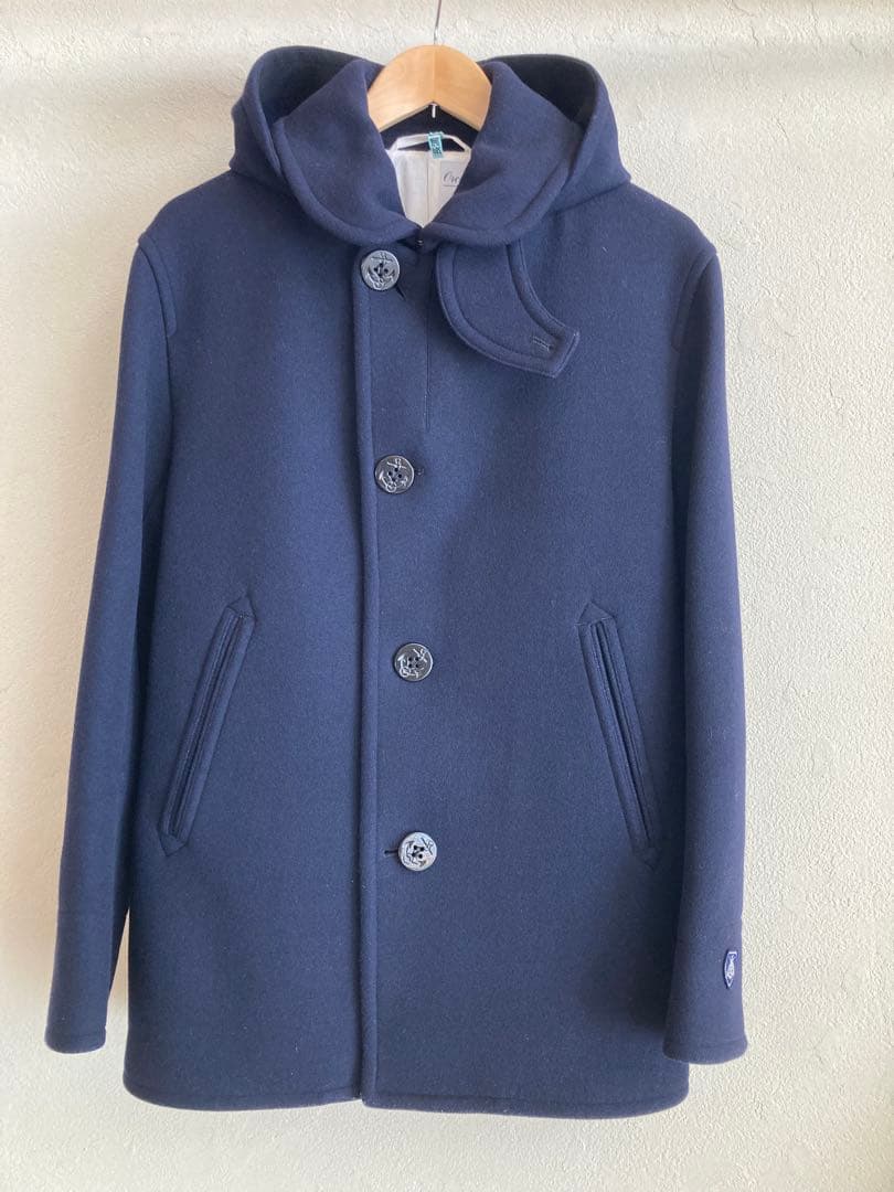 [美品]オーシバルネイビー フード付き ピーコートサイズ5(XL)