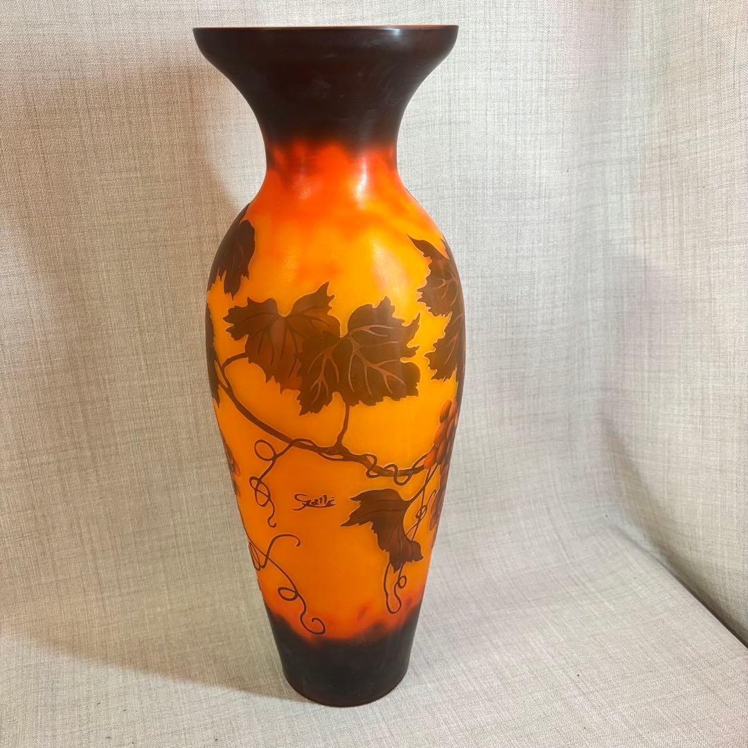 ガレ風 花瓶 ガラス細工 グレープ フラワーベース アンティーク 西洋 欧風