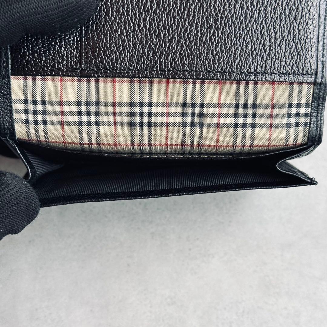 BURBERRY ノバチェック エンボスロゴ シボ革 レザー名刺入れ
