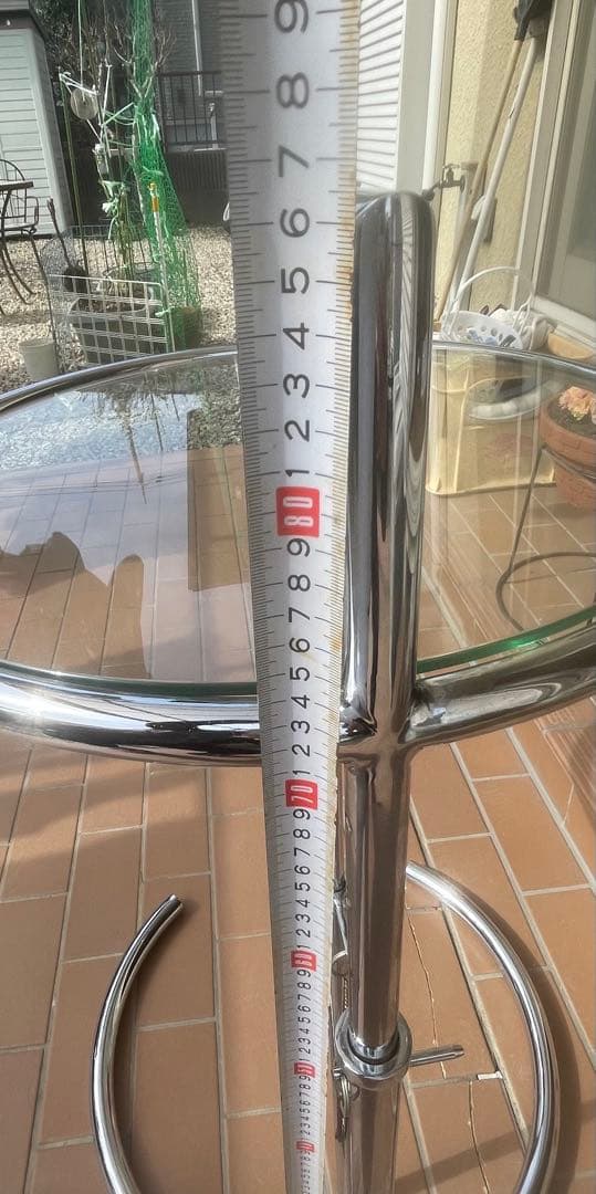 サイドテーブル　天板ガラス ステンレスフレーム