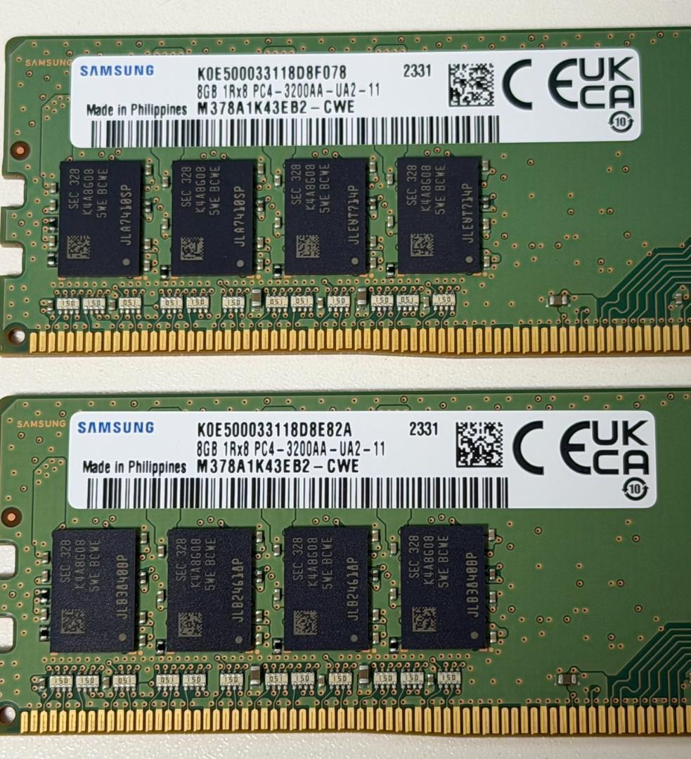 SAMSUNG DDR4 PC4-3200AA 16GB(8GB×2) メモリー