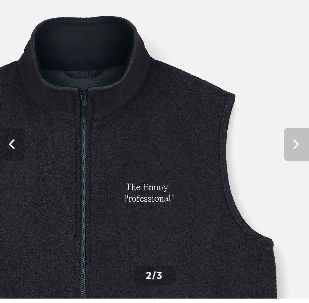 エンノイ　フリースベスト　ブラック　XL