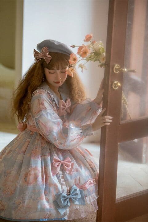 ゴスロリ 甘ロリ ロリータ パステル ワンピース リボン うさぎ ラッピング