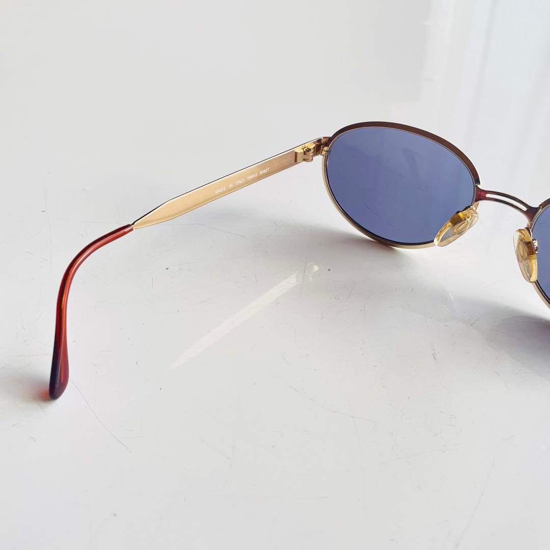 CHANEL シャネル オーバル サングラス ゴールド 度なし ブルーレンズ