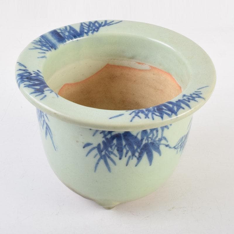 瀬戸焼　古瀬戸　青磁染付　竹文鉢　植木鉢　C　8792