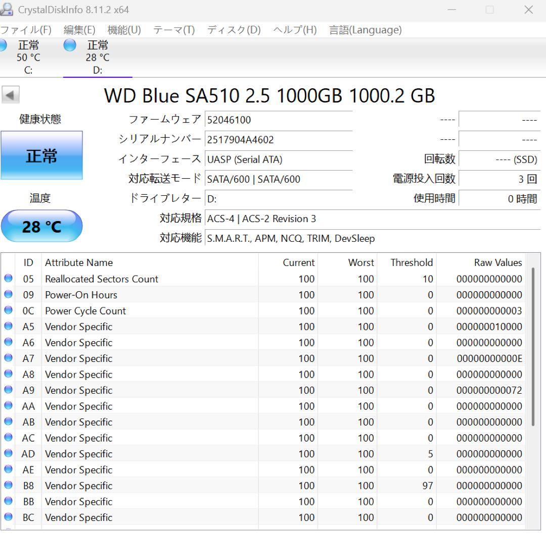 chappy WD Blue SA510 1TB SSD ほぼ新品
