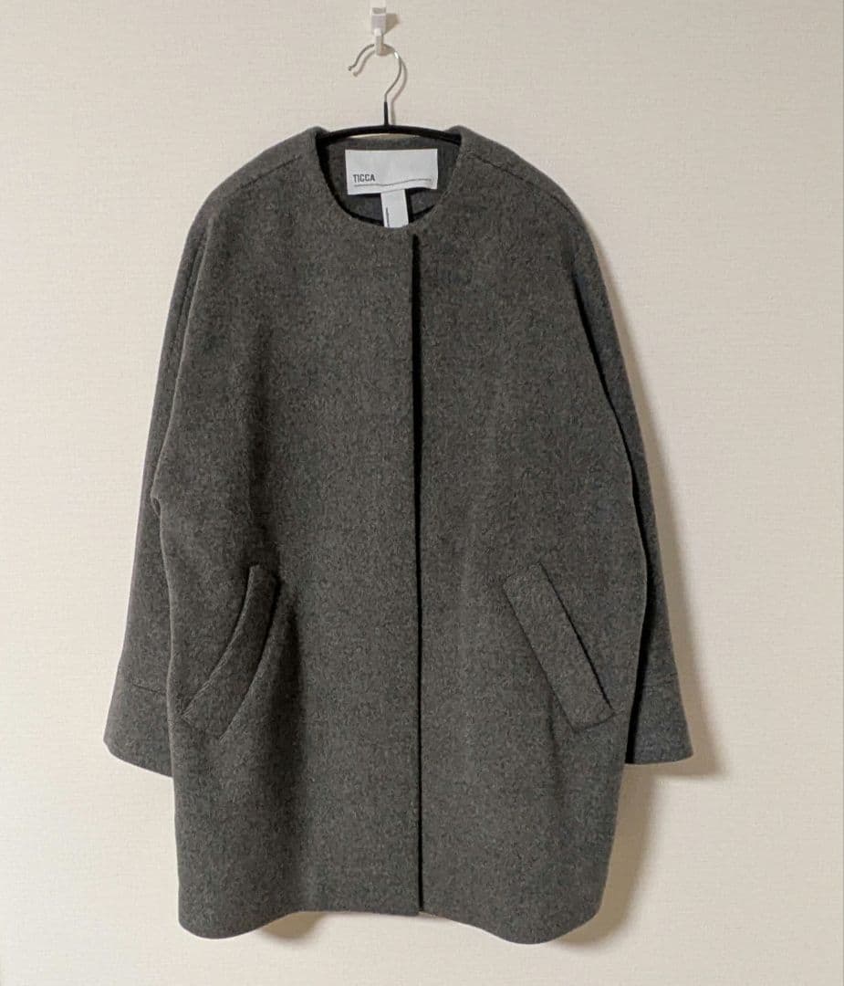 専用出品【TICCA ティッカ】ウールノーカラーテントコート グレー