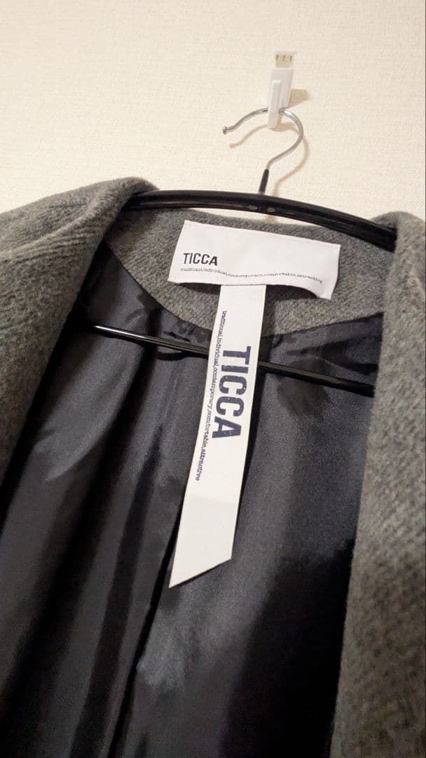 専用出品【TICCA ティッカ】ウールノーカラーテントコート グレー