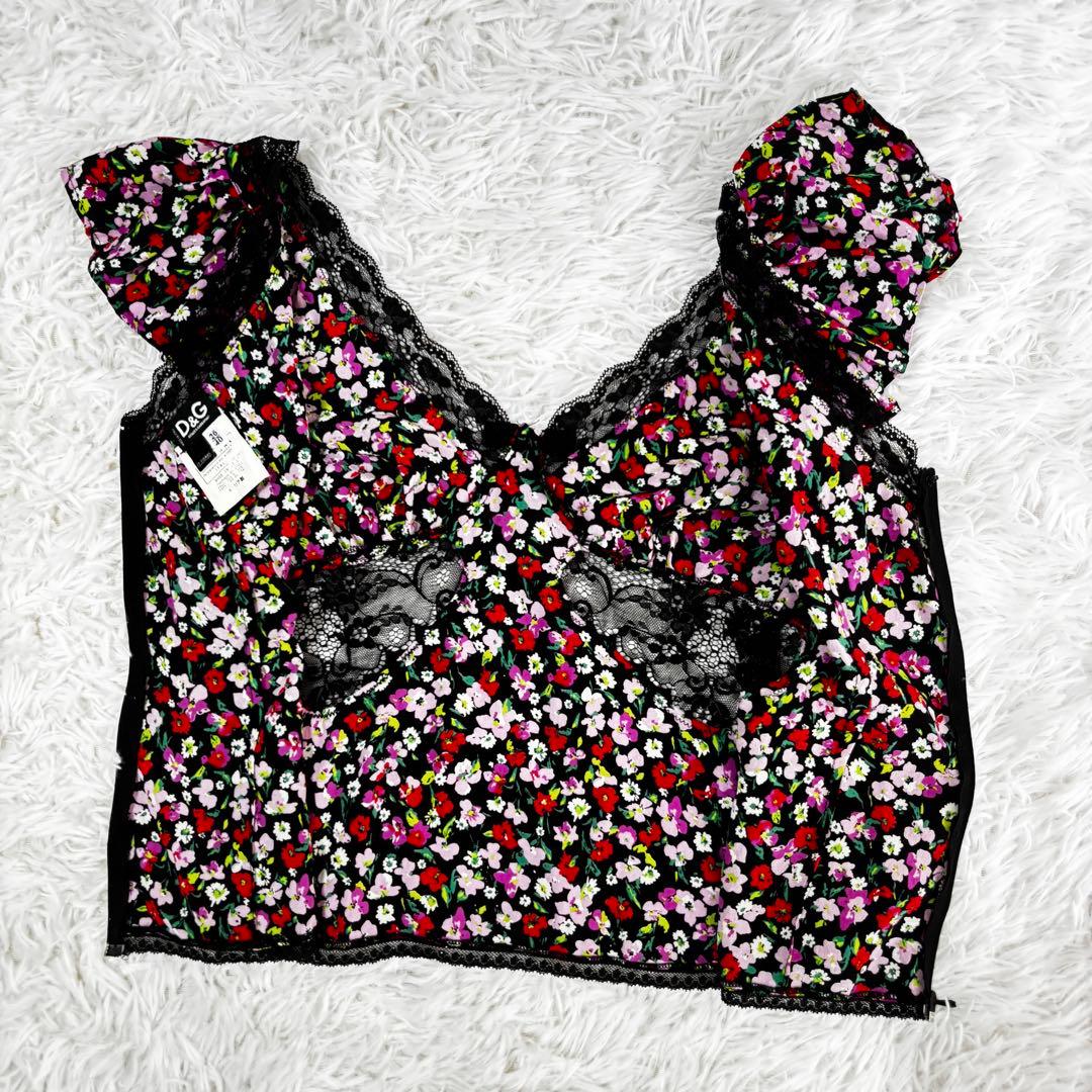 【極美品】D＆G ディーアンドジー　花柄フリルキャミソール　バックジップ