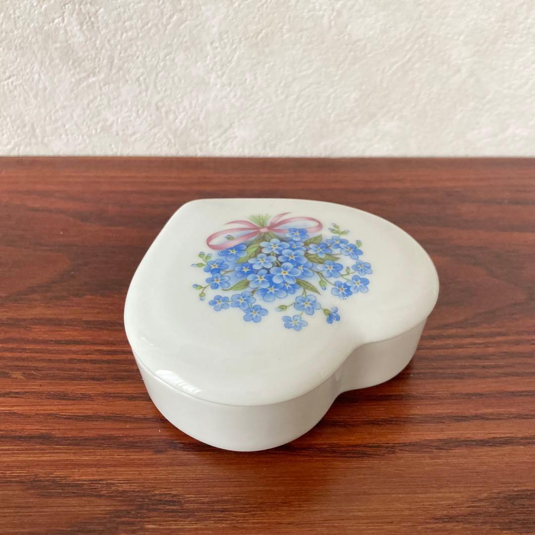 勿忘草　小物入れ　陶器　ハート型　ドイツ　ヴィンテージ