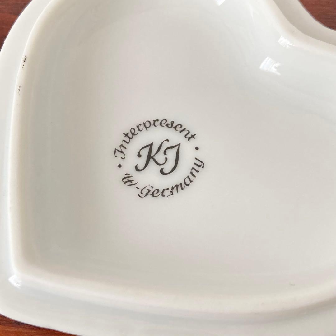 勿忘草　小物入れ　陶器　ハート型　ドイツ　ヴィンテージ