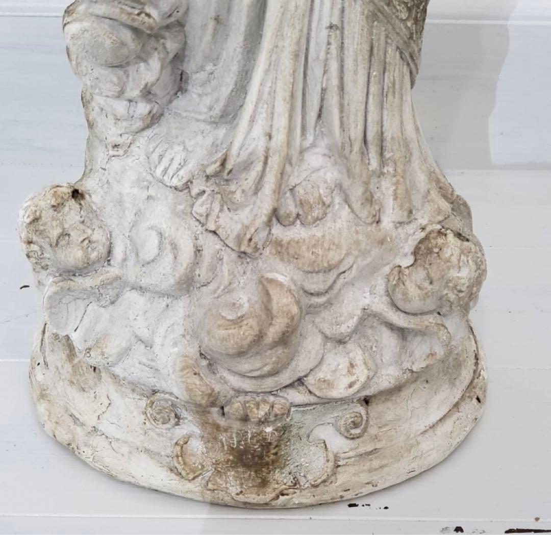 希少 キリスト 聖母マリア像 彫刻 アンティーク 天使 置物 インテリア 骨董