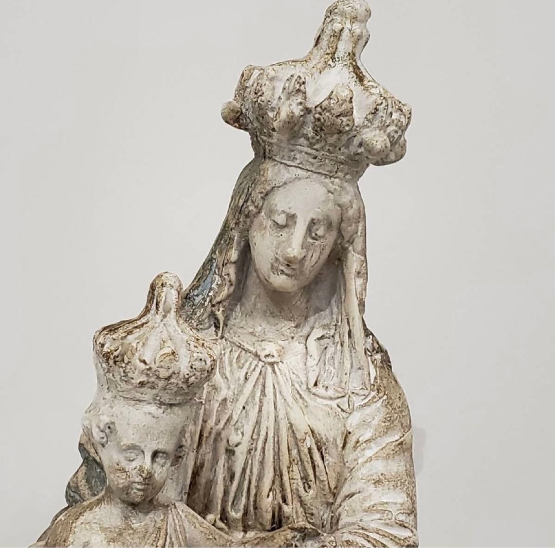 希少 キリスト 聖母マリア像 彫刻 アンティーク 天使 置物 インテリア 骨董