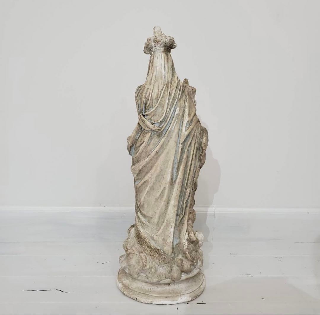 希少 キリスト 聖母マリア像 彫刻 アンティーク 天使 置物 インテリア 骨董