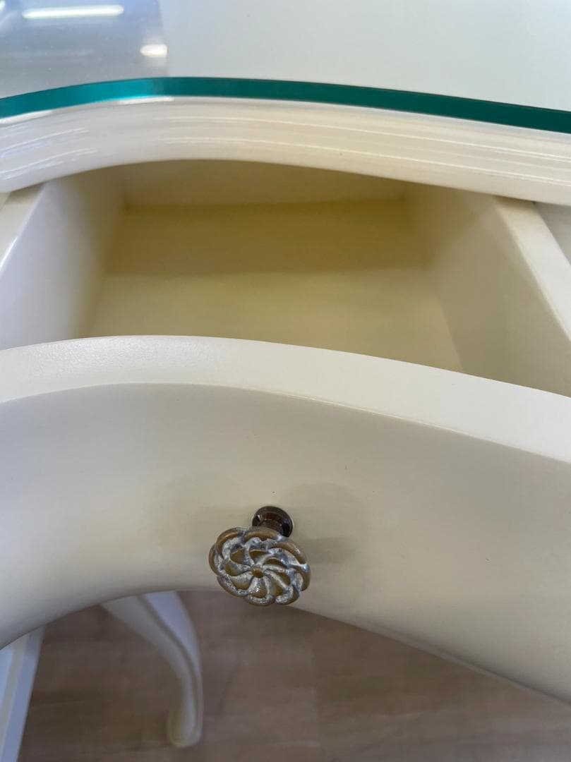 マホガニー コンソール デスク 棚 PCデスク 机 ホワイト サイドボード 飾棚