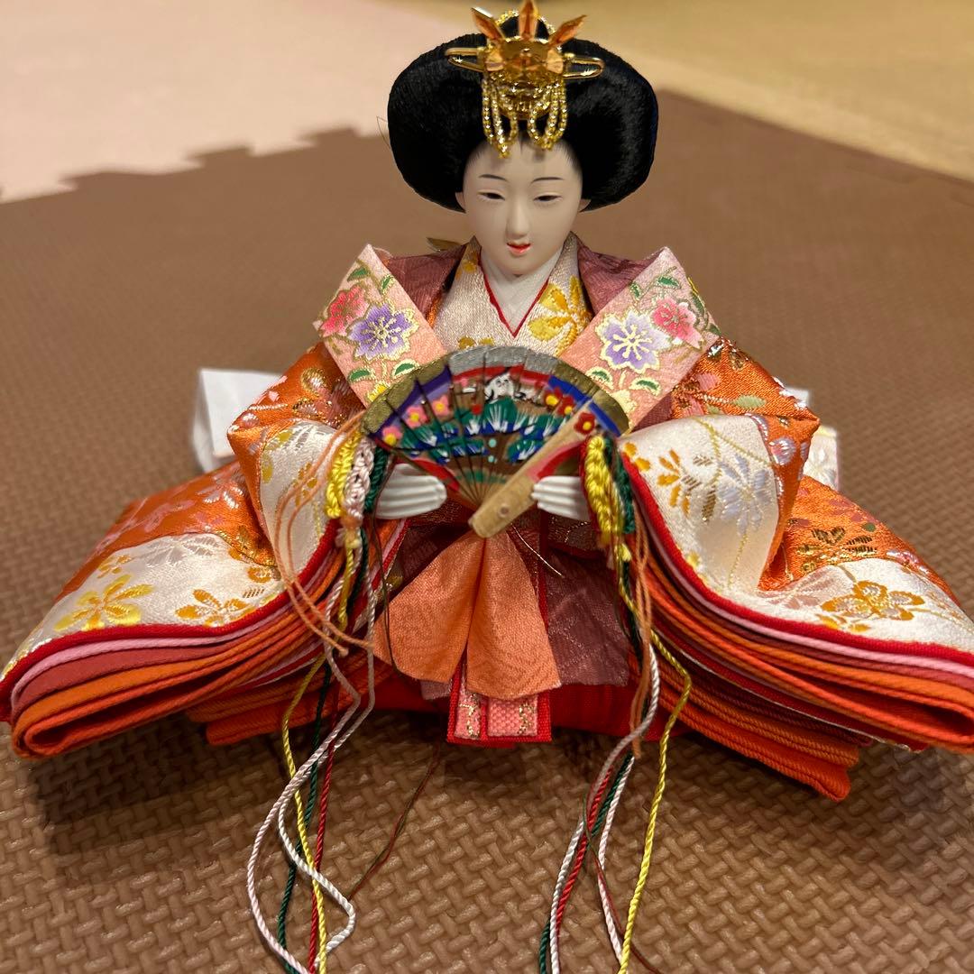 吉徳　ケース入り親王飾り　桜形ガラスケース付き雛人形