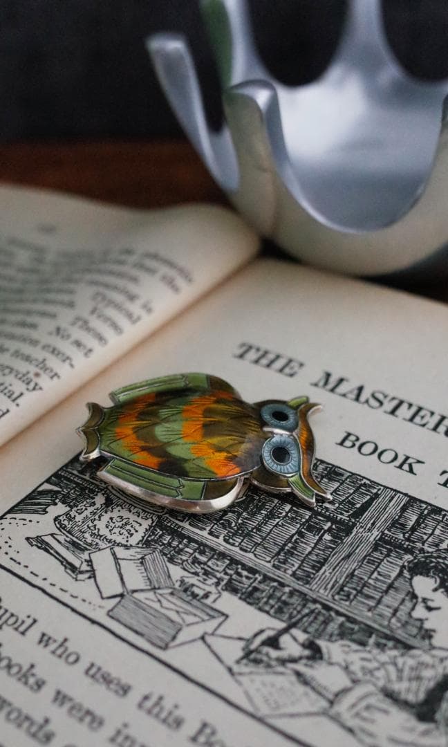 Norway＊北欧ヴィンテージシルバーブローチ＊ゴールドフクロウ＊アンティーク