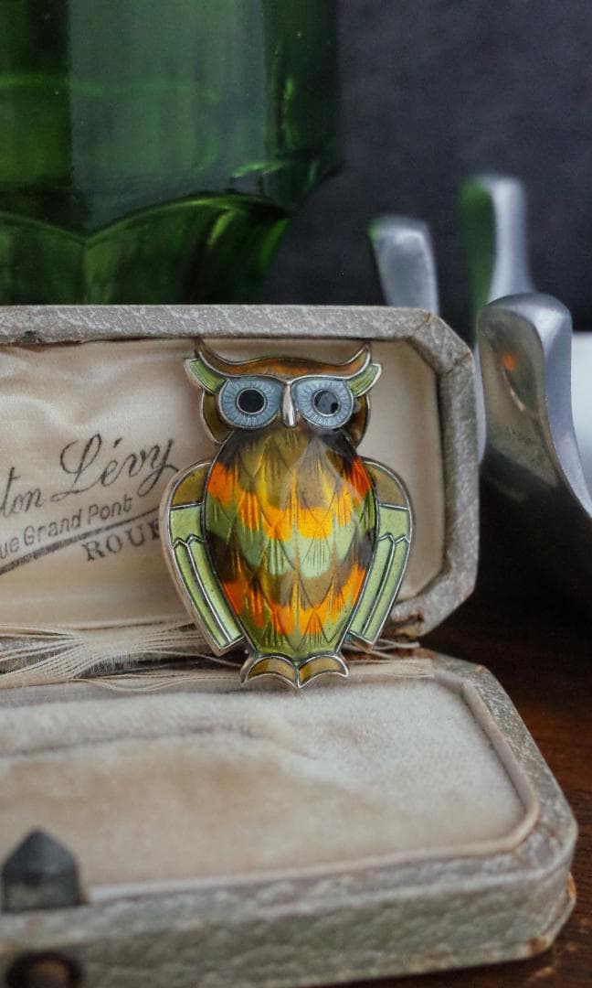 Norway＊北欧ヴィンテージシルバーブローチ＊ゴールドフクロウ＊アンティーク