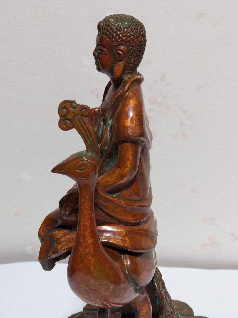 ♦孔雀明王 銅器 仏像 置物飾り災厄 煩悩 高岡銅器古作 縁起物 骨董品