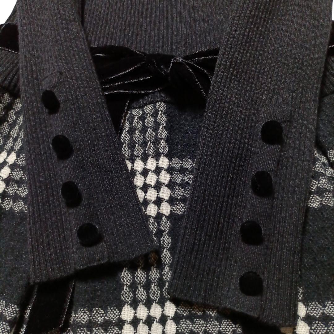 エムズグレイシー ニット切り替え ワンピース ベロアリボン 40