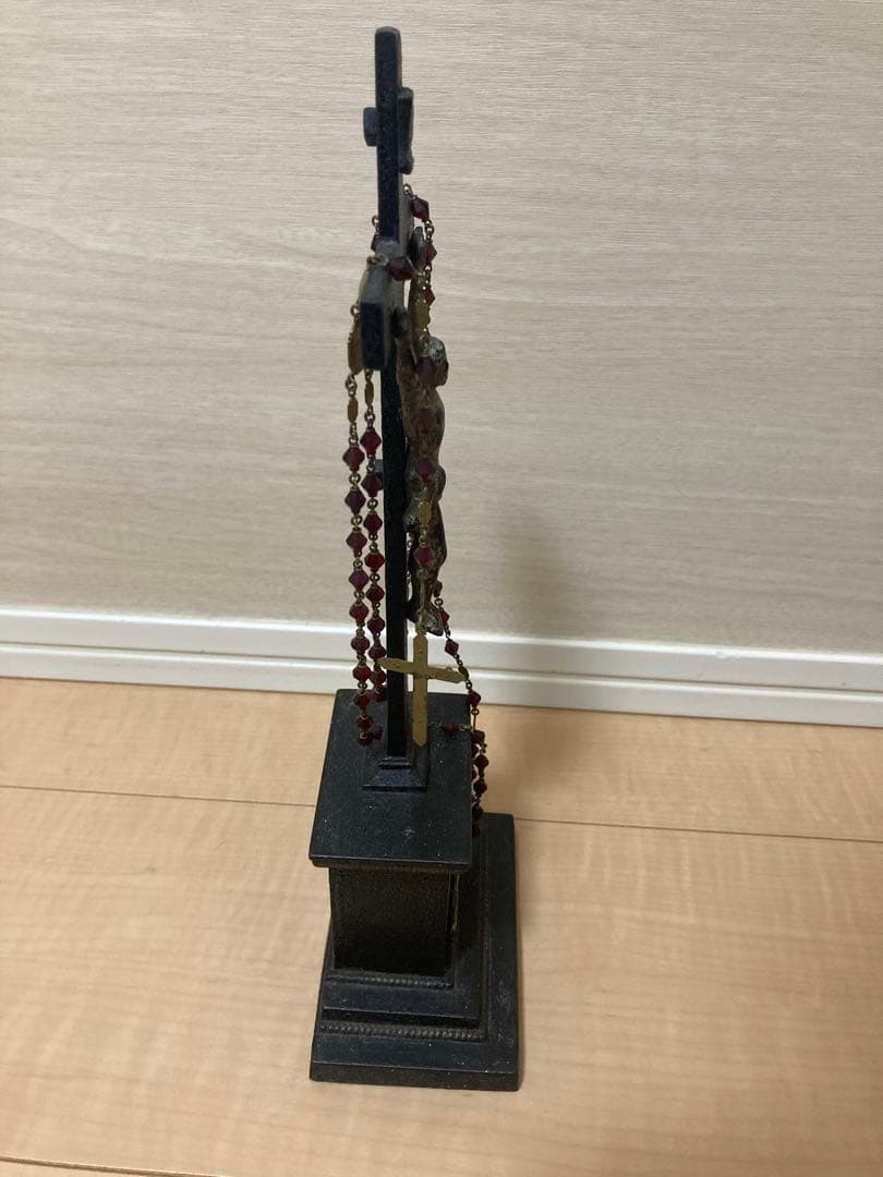 テ*ア様 【アンティーク】金属製 十字架 イエス像 ロザリオ付き