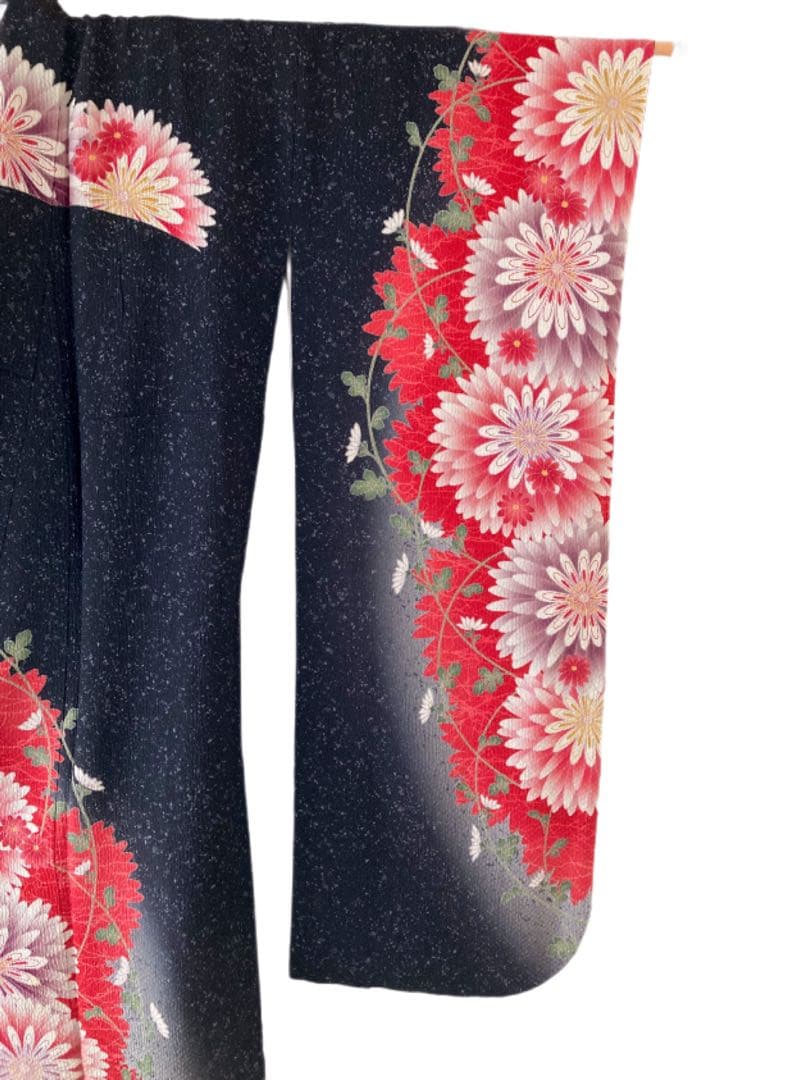 正絹 振袖 単品　菊 花文様 紋意匠 成人式 前撮り