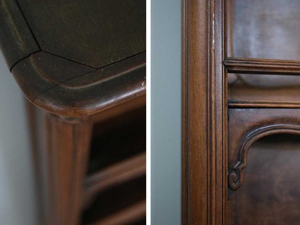 フランスアンティーク木製ブックシェルフ/本棚/飾り棚/食器棚/花台(90-142