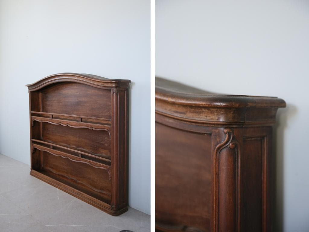 フランスアンティーク木製ブックシェルフ/本棚/飾り棚/食器棚/花台(90-142