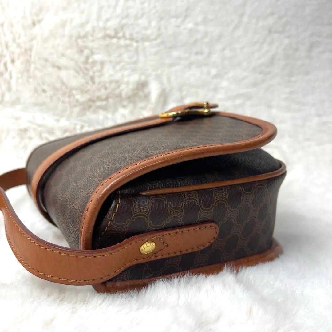 美品　セリーヌ　CELINE マカダム　ブラウン　ショルダーバッグ　レザー