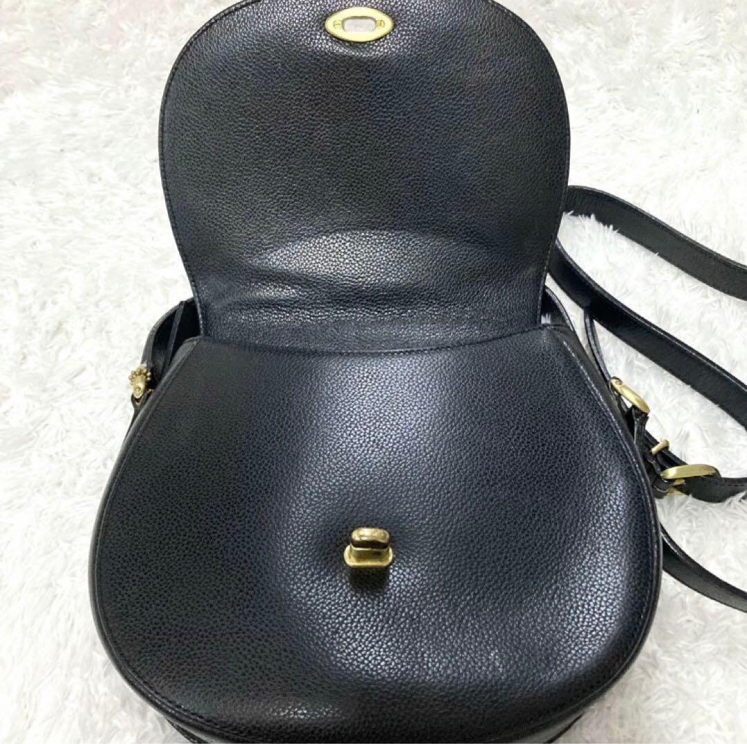 ★美品★ オールドコーチ マディソン 黒 ショルダーバッグ 金具 ターンロック