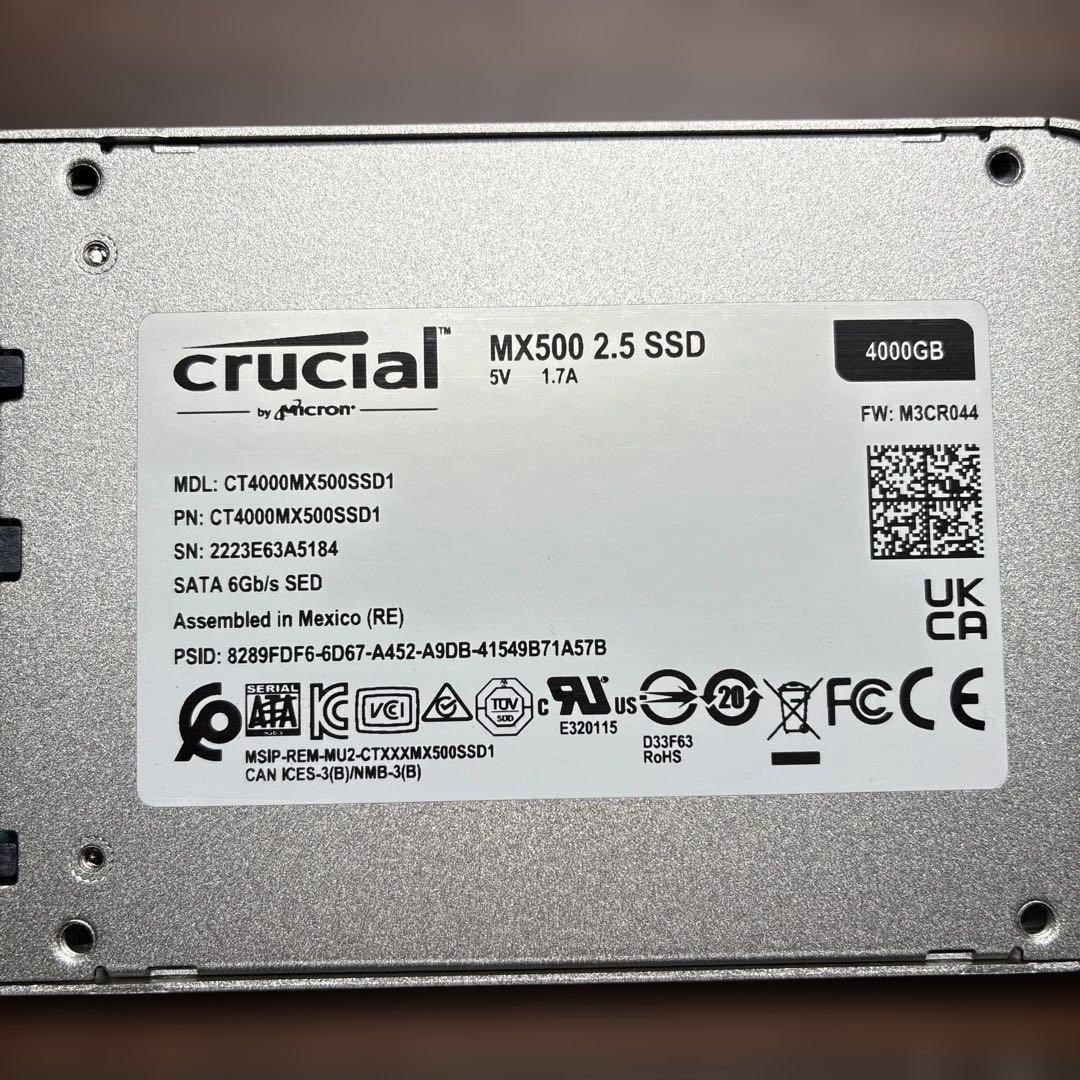4TB × 4台 （稼働２時間以下） Crucial MX500 ラベルあり