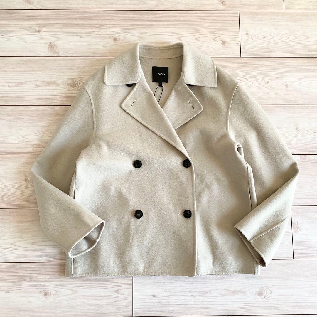 美品 タグ付 Theory ダブルフェイス ウールカシミヤ Pコート ゆったり