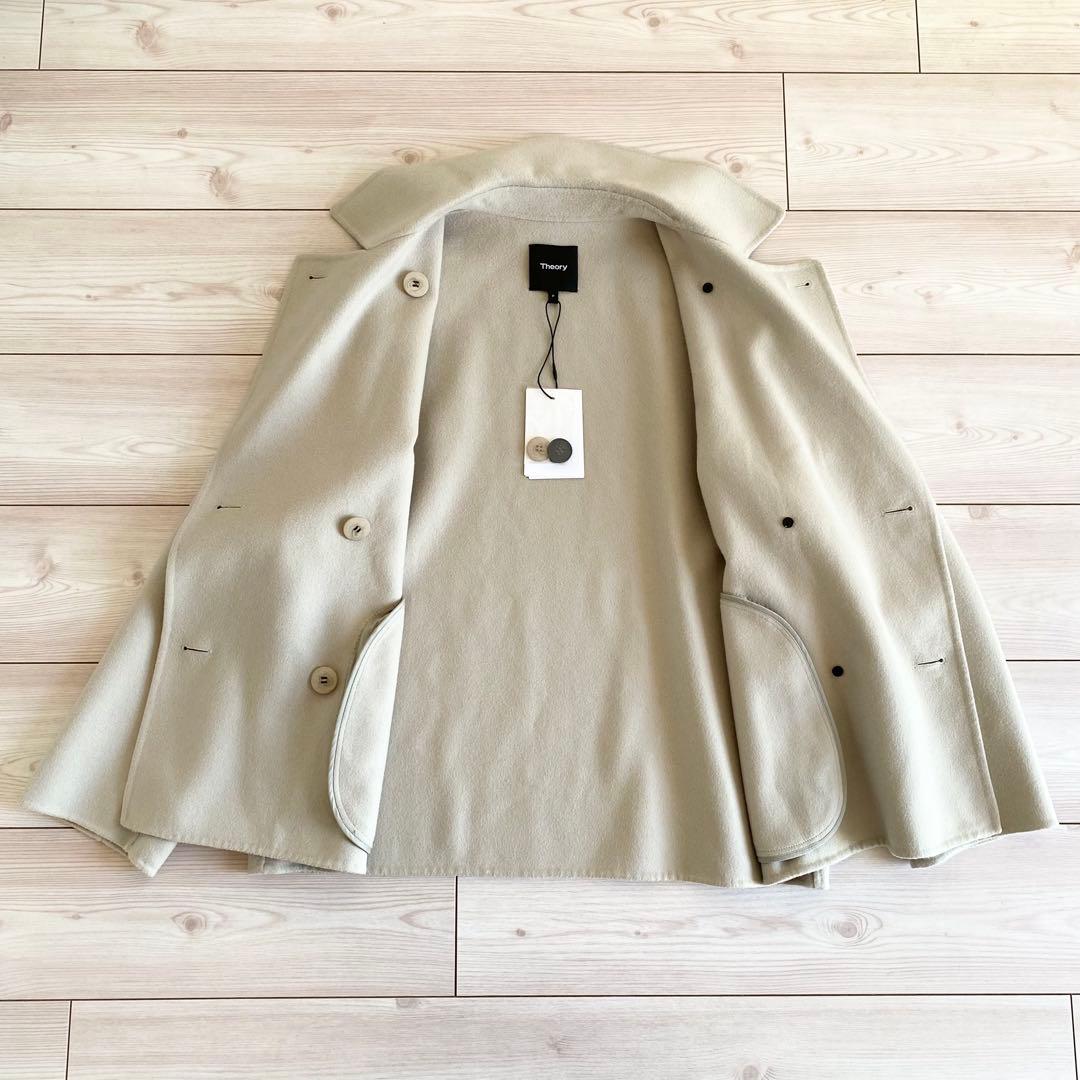 美品 タグ付 Theory ダブルフェイス ウールカシミヤ Pコート ゆったり