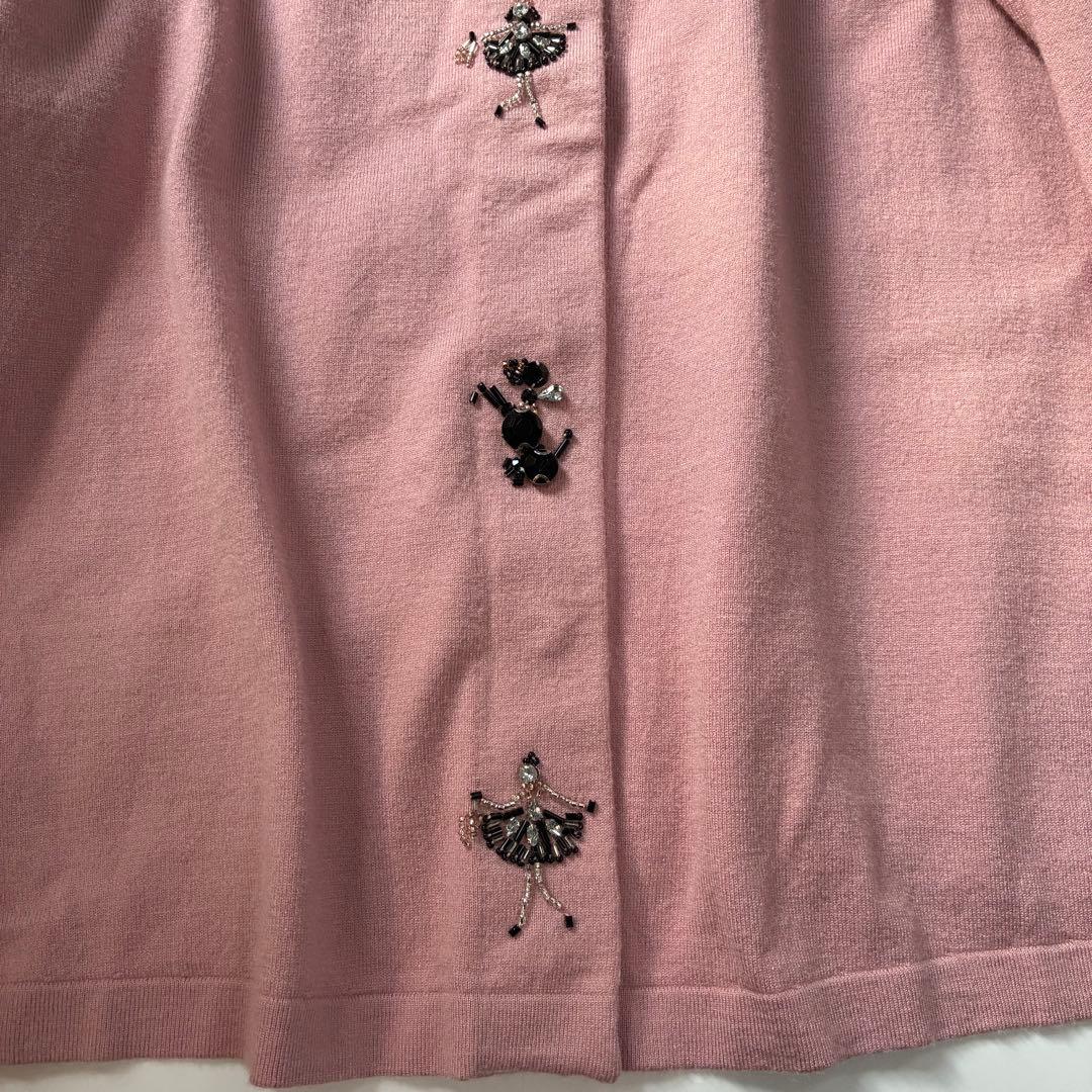 【サイズ50】Rose Tiara ビーズ カーディガン ピンク 長袖 希少